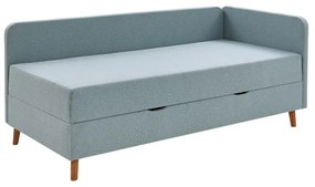 Világoskék kárpitozott egyszemélyes ágy tárolóhellyel 120x200 cm Cabana – Meise Möbel