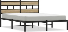 vidaXL sonoma tölgyszínű fém ágykeret matrac nélkül 160 x 200 cm