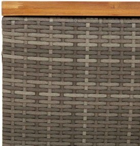 Szürke Polyrattan És Akácfa Kerti Tárolóláda 110 X 55 X 63 Cm