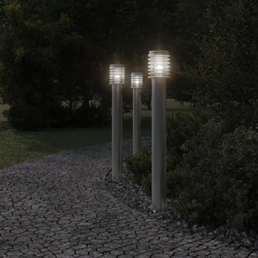 ezüstszínű rozsdamentes acél kültéri állólámpa aljzattal 110 cm