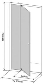 Flexi állítható zuhanyajtó 76-91x185 cm fekete