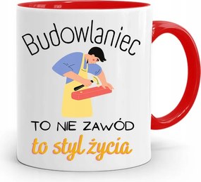 Piros Építőipari Bögre Barkácsoló Szakember Ajándék fényképes nyomtatással