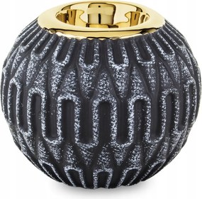 Kerámia gyertyatartó fekete arany dekoráció