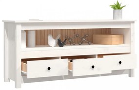 fehér tömör fenyőfa TV-szekrény 114x35x52 cm