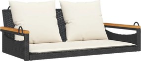 vidaXL fekete polyrattan hintapad párnákkal 109 x 62 x 40 cm