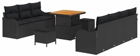 vidaXL Kerti Kanapé Szett párnával tárolóval párnával 10 pcs Fekete
