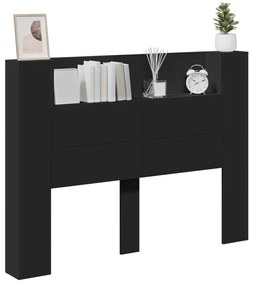 Fejtámla LED -es lámpákkal Fekete 140 x 16,5 x 103,5 cm Faanyag