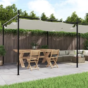 krémszínű pergola behúzható tetővel 589 x 292 x 230 cm