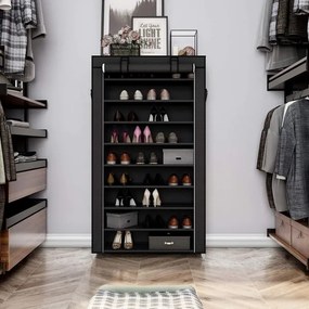 MATIS 88x160 cm fekete textilszekrény polcokkal