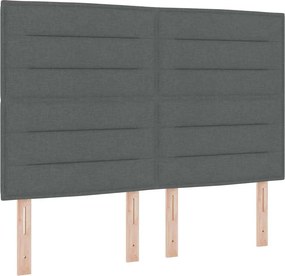 vidaXL Boxrugós ágy matracmal leddel Sötétszürke 140 x 190 cm szövet