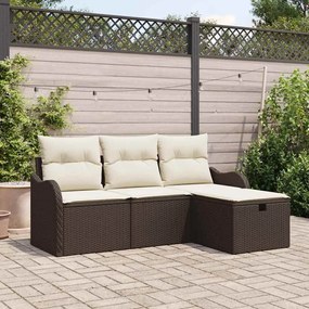 Kerti Kanapé Szett 4 pcs Barna és krémszínű 176 x 117 x 85 cm