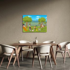 Kép - gyerekek a játszótéren (üvegen) (70x50 cm)