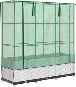 vidaXL rattan megjelenésű magaságyás melegháztakaróval 120x40x138 cm