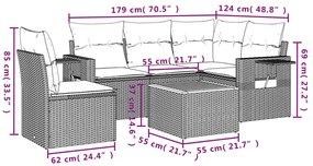 6 részes bézs polyrattan kerti ülőgarnitúra párnával