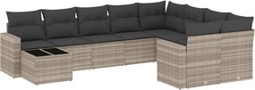 vidaXL 10 részes világosszürke polyrattan kerti ülőgarnitúra párnákkal