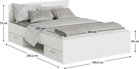 Ágykeret, 140x200, fehér, MICHIGAN NEW