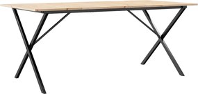 vidaXL tömör fenyőfa és acél étkezőasztal X-vázzal 180x90x75 cm