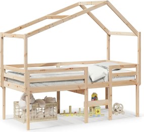 vidaXL tömör fenyőfa magasított ágy tetővel 90 x 190 cm