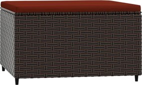 vidaXL barna polyrattan kerti lábtartó párnával