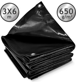 JAGO Ponyva 650 g/m² alumínium háló 3 x 6 m fekete