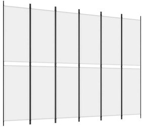6 paneles fehér szövet térelválasztó 250 x 220 cm