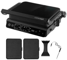 Concept ge3600 - Kontaktgrill mit Temperatursensor GLASS 2000W/230V schwarz ge3600