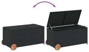 fekete polyrattan kerti tárolóláda kerekekkel 190 L