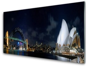 Fali üvegkép Sydney Bridge architektúra 100x50 cm 2 fogas