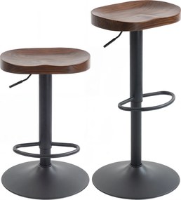 HOMCOM 2 db magasságban állítható, forgatható bárszék szilfa nyereggel, 61–82 cm | Aosom