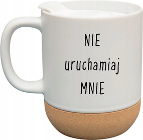 Fehér Bögre Fedéllel És Parafa Aljjal Ajándék Ne Indíts El