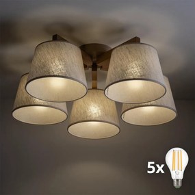 BRILAGI - LED felületre szerelhető csillár LATTE SABIA 5xE27/15W/230V fenyő/krémszínű