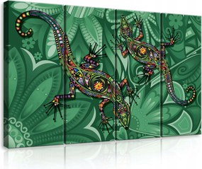 Vászonkép 120x80 moduláris triptichon gekkók gyíkok absztrakt trópusok wz