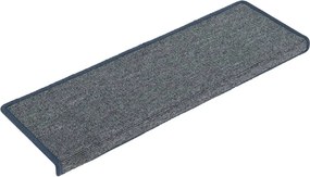 vidaXL 15 db világosszürke és kék lépcsőszőnyeg, téglalap alakú széllel, 65 x 21 x 4 cm