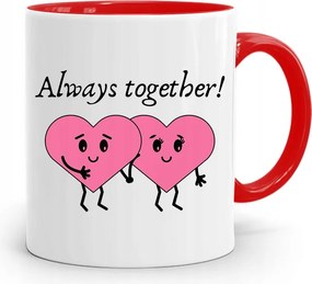 Piros Bögre Lányoknak Always Together nyomott mintával, fényképpel