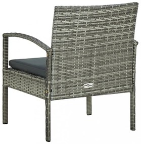 szürke polyrattan kerti szék párnával