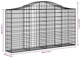 vidaXL 30 db íves horganyzott vas gabion kosár 200x30x100/120 cm