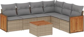 vidaXL 7 részes bézs polyrattan kerti ülőgarnitúra párnákkal