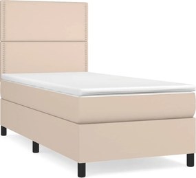 vidaXL cappuccino színű műbőr rugós ágy matraccal 90 x 190 cm