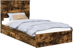 vidaXL Tárolós Ágy fejtámlával Füstölt tölgy 100 x 200 cm Faanyag
