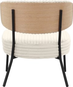 Krémszínű kordbársony fotel lábtartóval Jerry – Støraa