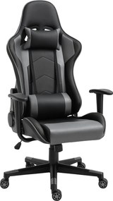Vinsetto Ergonomikus Irodai Szék, Játékos Szék, Forgószék, Műbőr, Hab, Fekete, 67.5 x 74 x 126-136 cm | Aosom