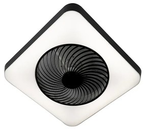 Négyszögletes fekete mennyezeti ventilátor, dimmelhető LED-del - Climo