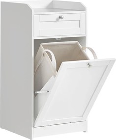 Fürdőszobai szekrény szennyeskosárral, fiókos fürdőszobai szekrény, felhőfehér