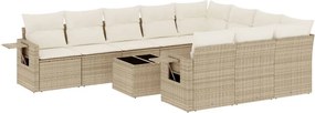 vidaXL 11 részes bézs polyrattan kerti ülőgarnitúra párnákkal