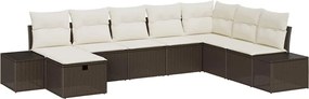 vidaXL Kerti Kanapé Szett párnával 8 pcs Barna Poli rattan