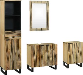 vidaXL Fürdőszoba bútor szett fiókkal polcokkal 4 pcs Barna Faanyag