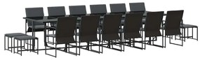 vidaXL Kert étkező szett 17 pcs Fekete Acél