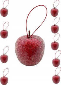 Karácsonyi Gömbök Piros Alma Jég Hatású Szett 10 Db Átm. 4 CM