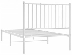 fehér fém ágykeret fejtámlával 90x200 cm