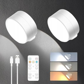 Led Fali Lámpa Vezeték Nélküli Forgatható 3 Szín 3 Tempera Fény Távirányító 2 Db